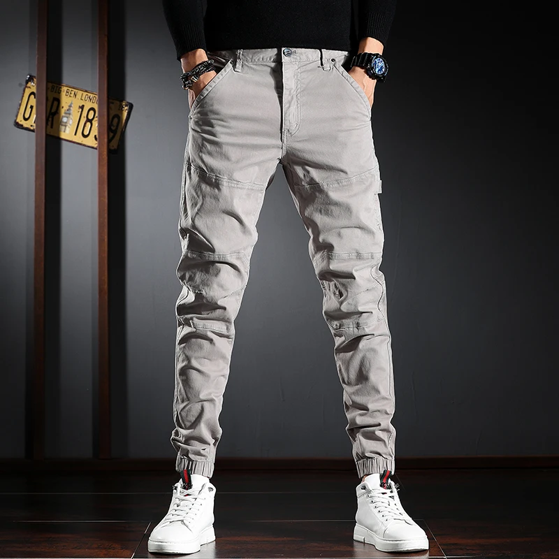 

Newly Designer Fashion Men Jeans Slim Fit Spliced Designer Casual Cargo Pants High Quality Streetwear Hip Hop Joggers Trousers