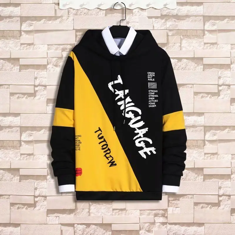 

2021 latest fashion men's Korean autumn and winter elastic waist pants + long-sleeved pullover suit casual men's suit