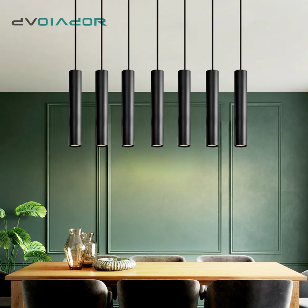 Modern Pendant Lights Long Tube Hanging Lights Aluminum High-grade Kitchen Fixtures Living Room Dining Room Bedroom Light