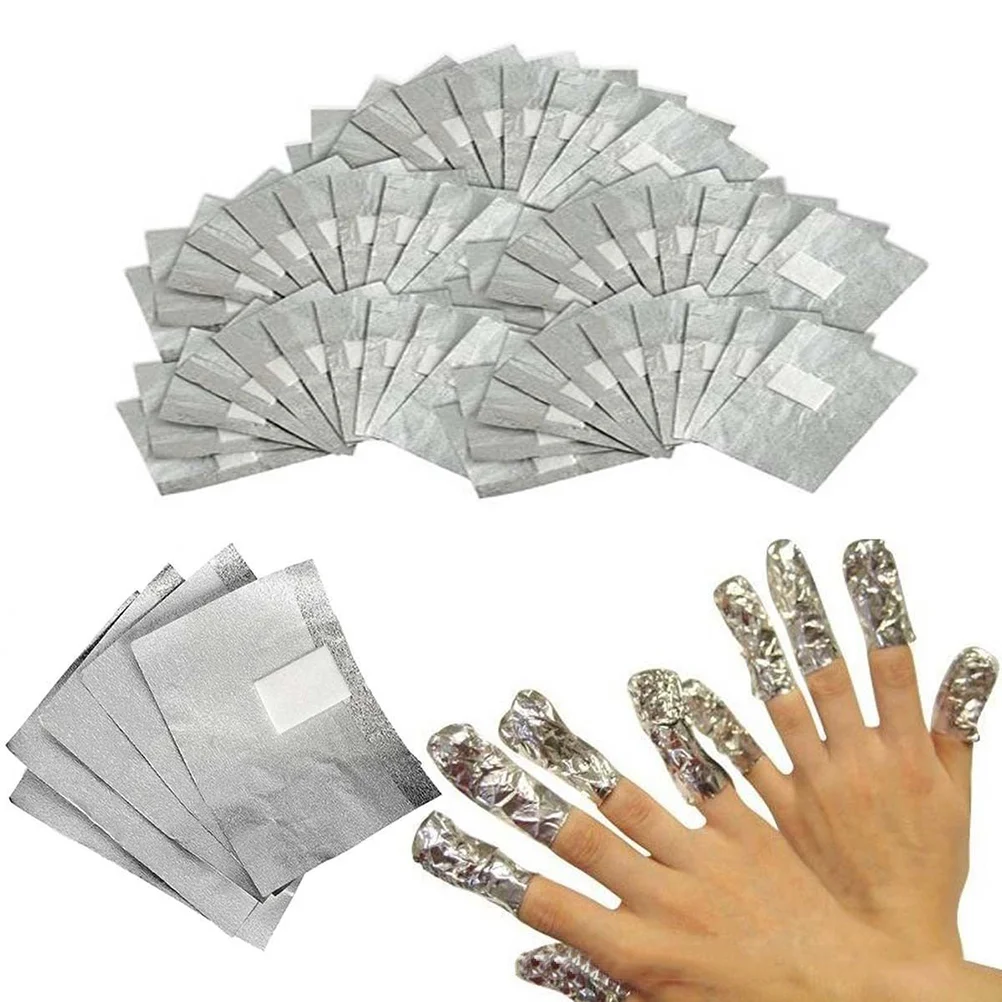 

Silver Color 200pcs/100pcs Nail Polish Remover Pads Nail Wraps Soak Off Foils with Cotton Pad