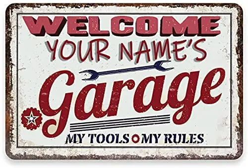 

Metal Tin Sign Welcome To Garage Metal Sign Personalized Durable Metal Sign Use Indoor Outdoor Great Garage Wall Decor 8 X12Inch