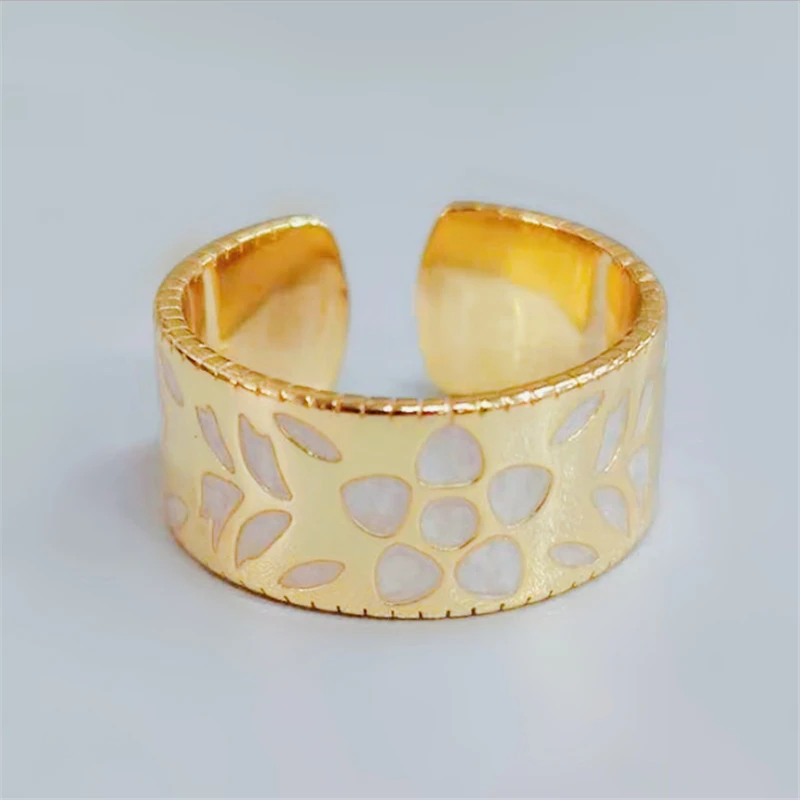 Женское регулируемое кольцо корейское модное Золотое с цветами и листом в