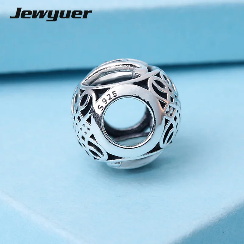 

925-Sterling-Silver fine jewelr Vintage Alphabet Letter A Openwork Charms fit charm beads bracelets necklace DIY for women LE16A