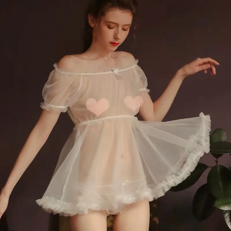 Сексуальная женская летняя ночная рубашка одежда для сна кружевная нижнее белье