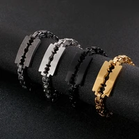 7mm width wholesale stainless steel personality creative blade shape bracelets for fashion male wrap bracelets biker jewelry