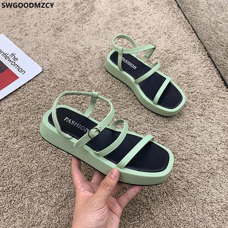 

Сандалии-гладиаторы женские, босоножки на платформе, лето 2021