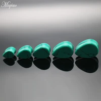 miqiao 1 pair water drop stone ear flesh tunnel plugs double flared plug ear gauges expander body piercing jewelry