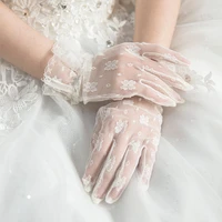 white full fingers short lace wedding bridal gloves bride party prom new gloves
