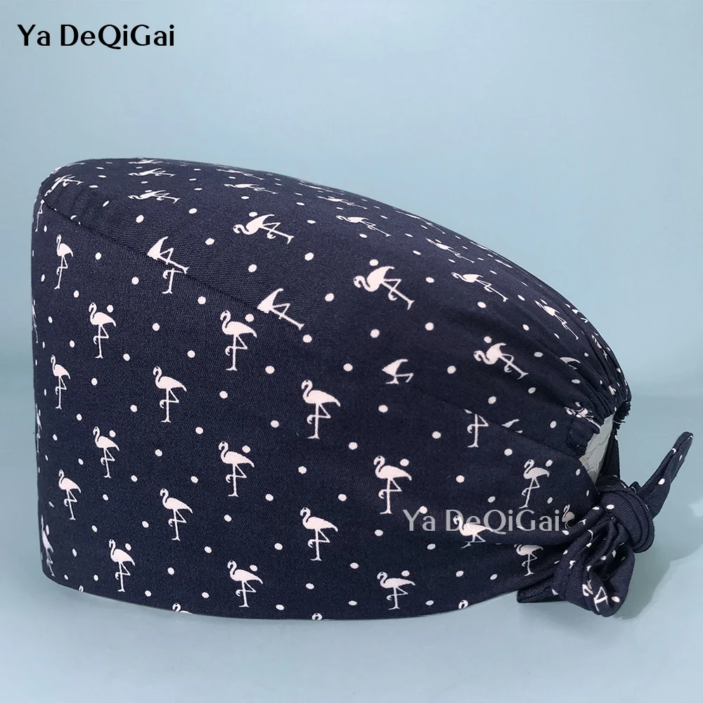 

Breathable cotton unisex high quality nursing cap multicolor printing lab pet clinic scrubs caps hospital surgery caps wholesale