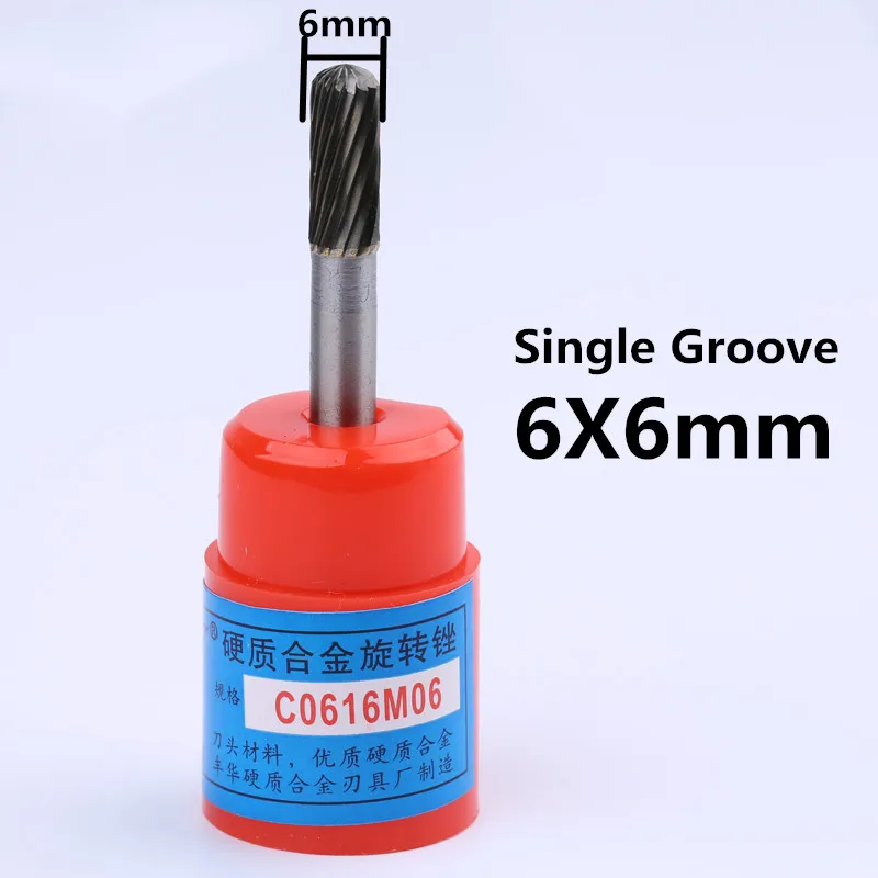 6mm Single Cut Jrealmer 1 шт. C Тип 6 мм хвостовик карбида вольфрама роторные заусенцы фреза роторный инструмент бура роторный дремель - Цвет: 6mm Single Cut