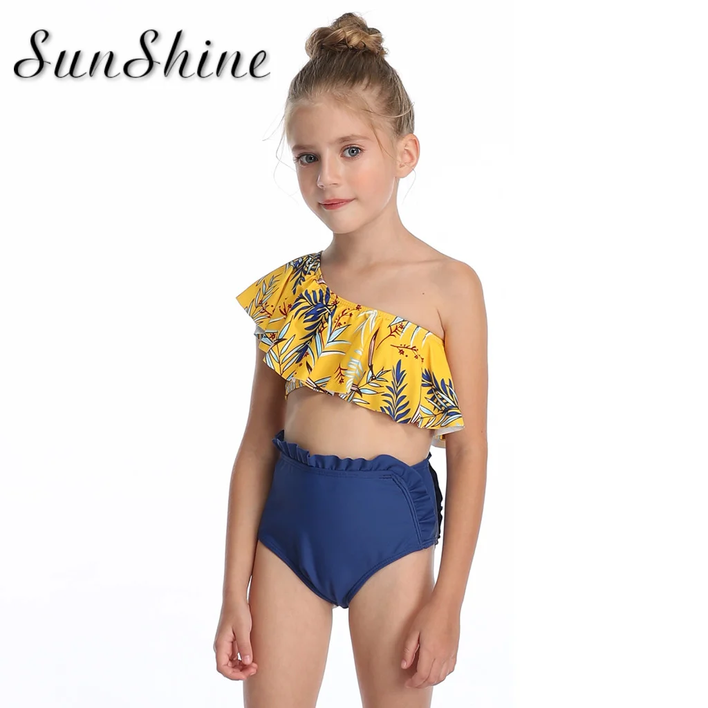 Купальник для маленьких девочек монокини с принтом и чашками пуш-ап комплекты