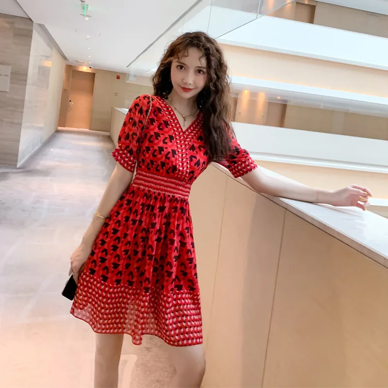 

Офисное женское облегающее винтажное сексуальное Вечерние мини-платье-трапеция, летнее платье с v-образным вырезом и коротким рукавом с кра...