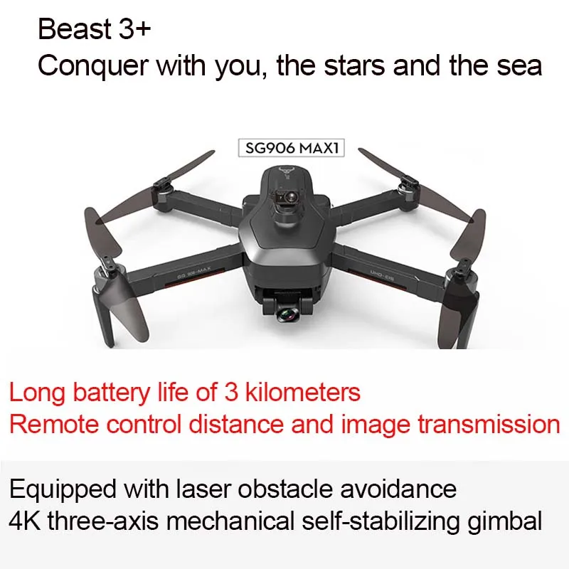 

ZLL Beast 3+ SG906MAX1 Aircraft Three-axis Obstacle Avoidance 4K HD Drone 3km Real-time Image Transmission Aerial Photography
