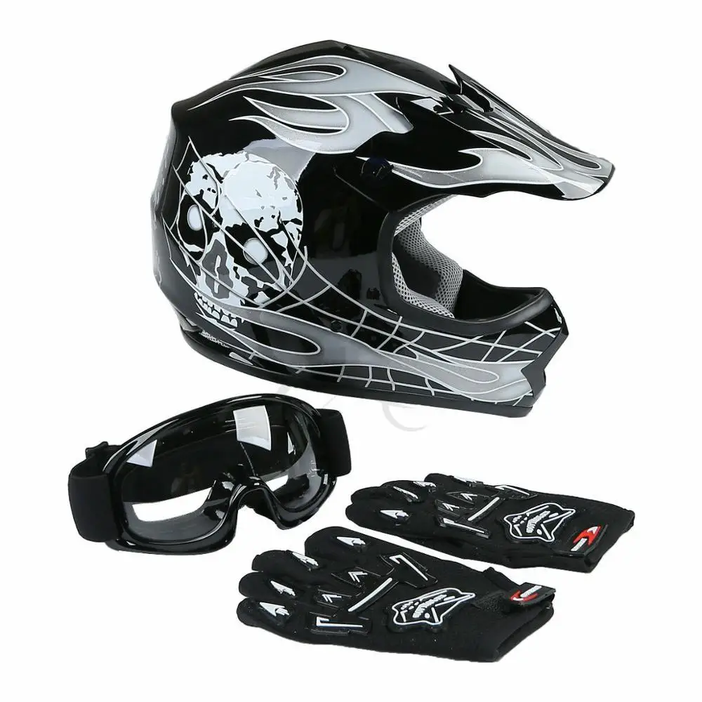 

Motorcycle DOT Youth Helmet Motocross+Goggles+Gloves Child Kids Full Face Offroad Dirt Bike ATV S M L XL