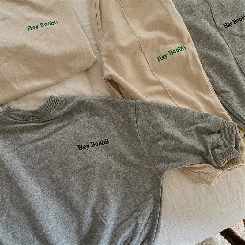 

2021 Autumn New Kids Clothes Hoodie Sets Cotton Tees and Pants 2Pcs Casual Boys Outfits Korean Girls Suit