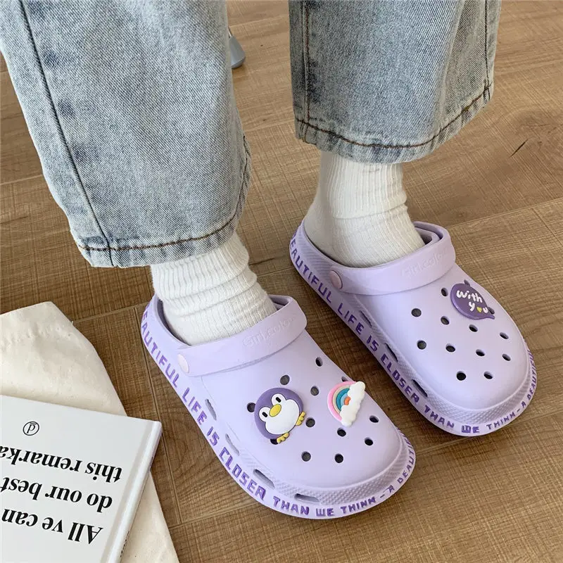 

Women Sandals 2021 Summer Ladies Beach purple Shoes EVA Lightweight Sandles Flat Unisex Colorful Shoe Sandalias