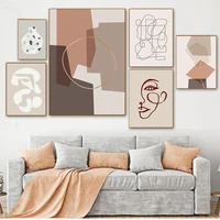 poster print living room home decoration abstract line art print gallery burnt orange canvas painting wall picture