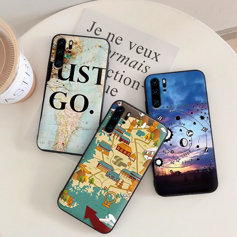 Карта мира план путешествий прозрачные черные силиконовые чехлы для huawei Y6 Y7 Y9 Prime