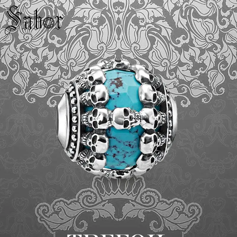 Бусины Томаса сделай сам из голубого камня бусины с черепами 3 мм отверстия