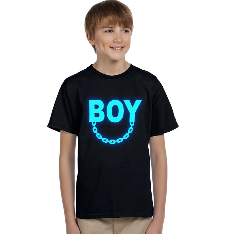 Детская осенняя флуоресцентная футболка для мальчиков и девочек с 3D рисунком