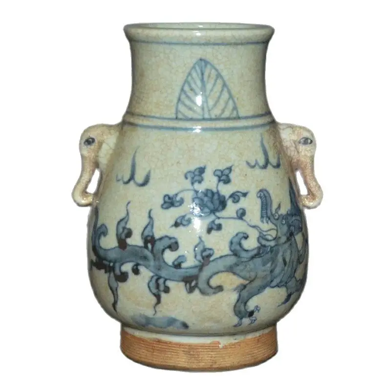 

Early collection of Ming Dynasty hand-painted blue and white unicorn pattern Elephant Ear ornaments