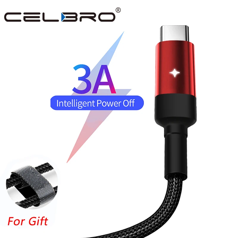 3 А Быстрая зарядка QC 3,0 светодиодный светильник Usb type C кабель Usb C кабель Быстрая зарядка для Xiaomi Mi A3 A2 9t cc9 samsung Galaxy A50 S10
