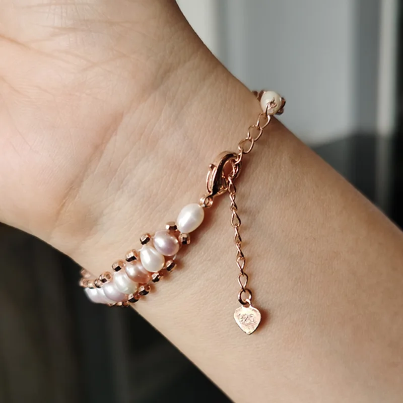 Браслет женский из серебра 925 пробы с натуральным пресноводным жемчугом |