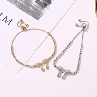 new fashion personality bow full drill pull pull adjustment bead bracelet female temperament exquisite bracelet party jewelry
