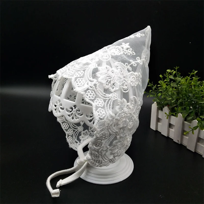 

5Pcs/lot Newborn Baby Girl Fetal Hat Embroidery Floral White Lace Princess 100 Days Full Moon Photography Props Cap Infant Hats