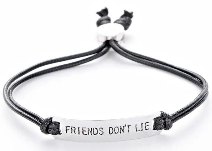 Покрытие антикварным серебром Очаровательный браслет с надписью Friend don't Lie Eleven, мужской барный браслет, браслет-цепочка для женщин, ювелирные изделия из фильма «странные вещи» - Окраска металла: Покрытие антикварным серебром