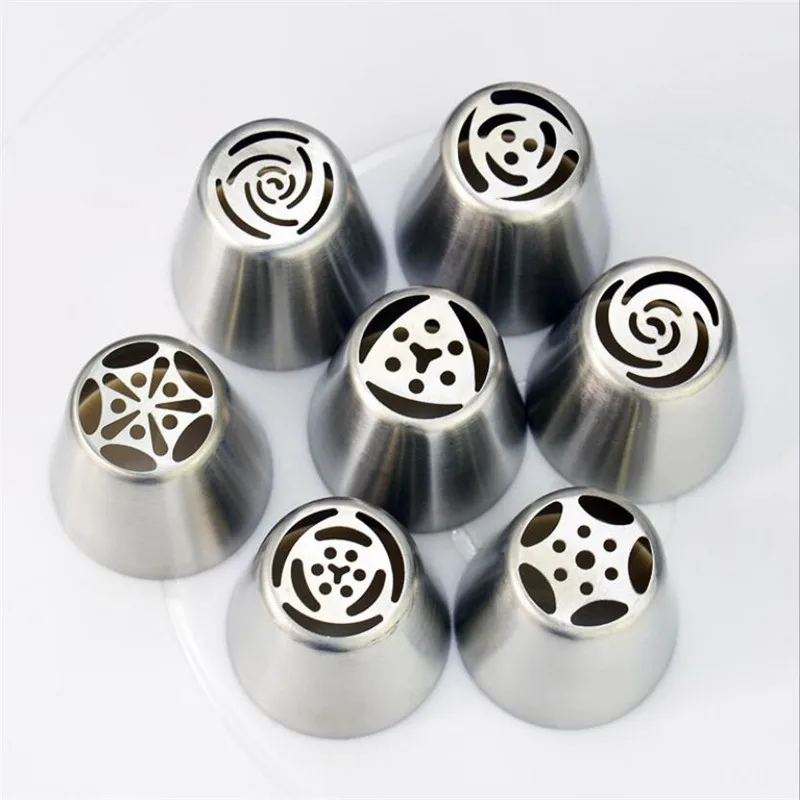 

7pcs/lot Stainless Steel Russian Tulip Icing Piping Nozzle Cake Decoration Cream Tips DIY Cake Bakeware Tool Rose Flower Tubes