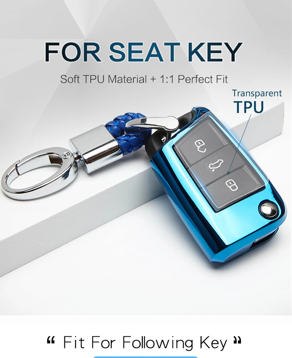 KUKAKEY, 6 цветов, ТПУ, чехол для автомобильного ключа, чехол для Seat Leon ibiza, чехол alhambra cordoba, чехол для ключей, автомобильный брелок