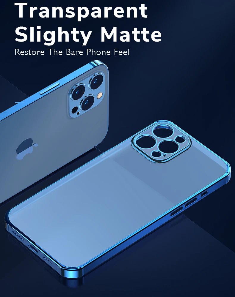 

Cafele Matte Plating Square Frame Soft Silicone Case For iPhone 12 11 13 Pro Max Case Full Lens Cover Shockproof Clear TPU Shell