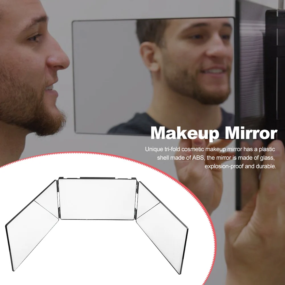 Зеркало для макияжа складное тройного сложения 360 градусов с регулируемой