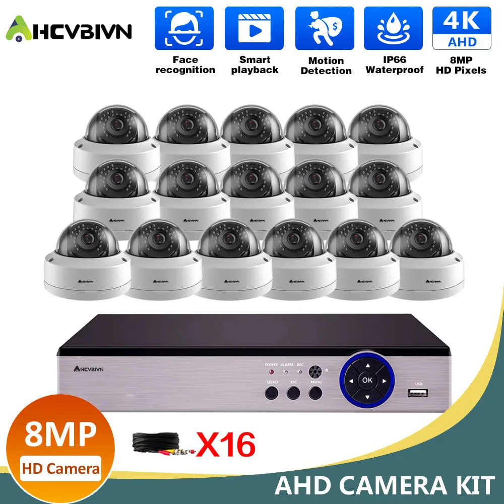 

AHCVBIVN 8MP AHD CCTV System 16CH DVR 4K Security Camera System 8/16X8.0MP Outdoor Waterproof Video Surveillance Camera Kit