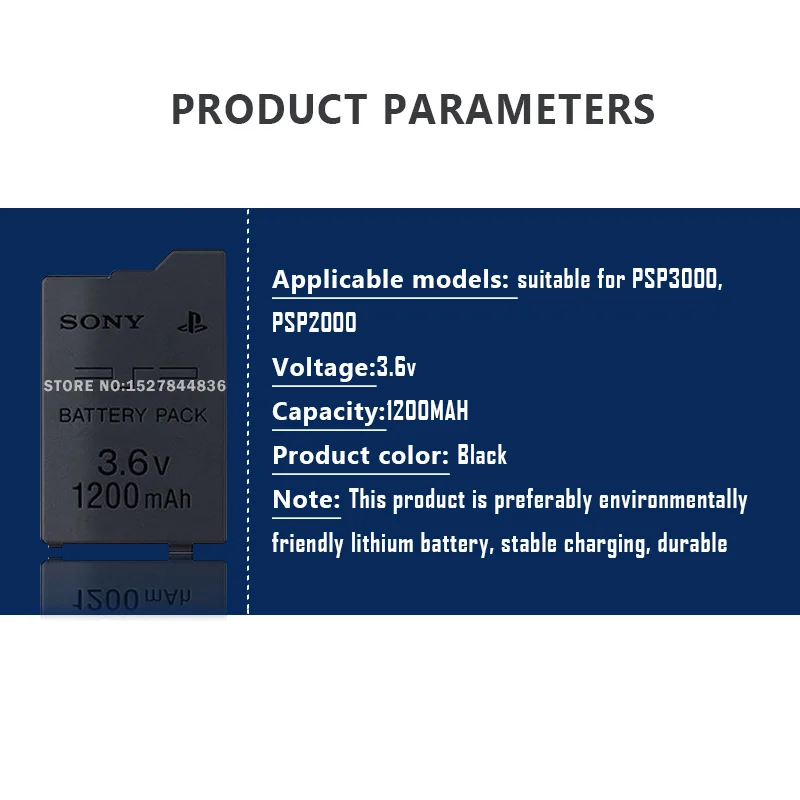 3 6 V SONY 1200mAh литиевая аккумуляторная батарея для PSP 2000 3000 PSP-S110 консоль запасная