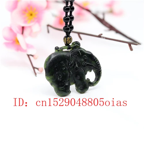 Натуральный черный зеленый нефрит обсидиан слон Кулон Бусы Изящные Ювелирные