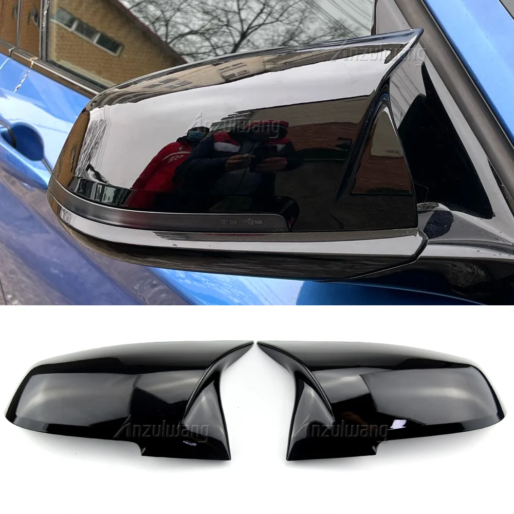 

Pair Gloss Black Car Side Rearview Mirror Cover Cap For BMW F20 F21 F22 F30 F32 F36 X1 F87 M3 220i 320i 328i 330i 420i 428i 435i