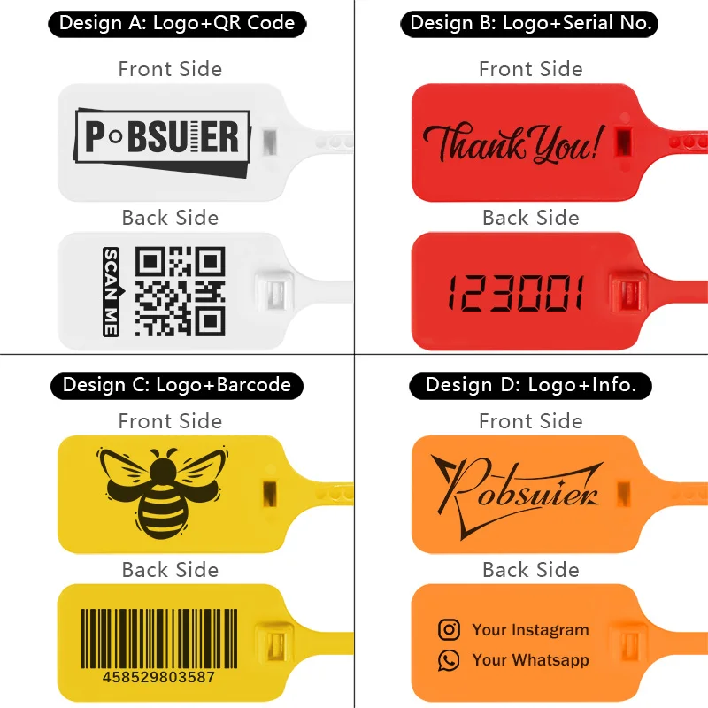 100 шт. Пользовательский логотип Tag Zip Ties Off Label белые пластиковые защитные пломбы