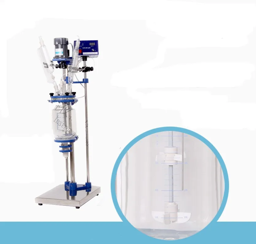 Цифровой дисплей 2л химический лабораторный кожух стеклянный реакторный сосуд