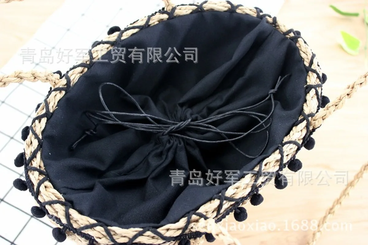 Кружевная соломенная сумка с помпоном для волос Пляжная простая сумочка на одно