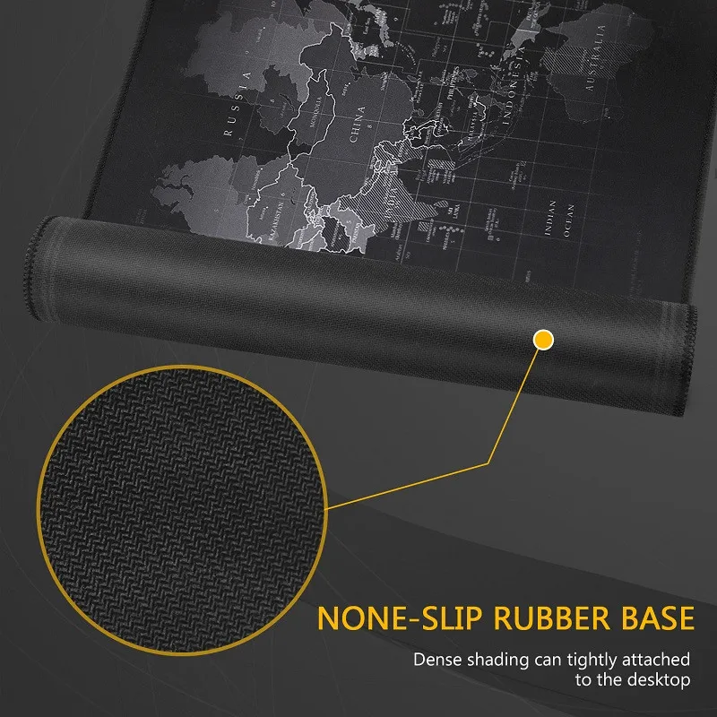 Large World Map Gaming MousePad Graffiti Otaku Black Computer Mouse Pad Gamer Locking Edge Rubber XXL Keyboard pad Desk Mat | Компьютеры и