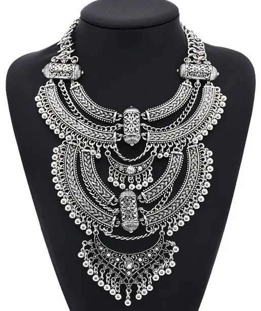 Style S Новинка, женское модное ювелирное изделие, винтажное, серебряное, цвет, макси воротник, длинная цепочка, кристалл, колье, массивные ожерелья, подвески - Окраска металла: Style S