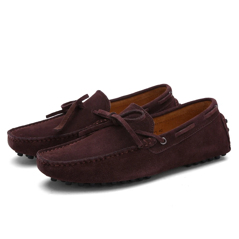 coffee loafers Новинка года; Мужская обувь; кожаные повседневные лоферы; Мужские дышащие мокасины; удобная мягкая обувь без застежки на плоской подошве; модная обувь для вождения - Цвет: coffee loafers