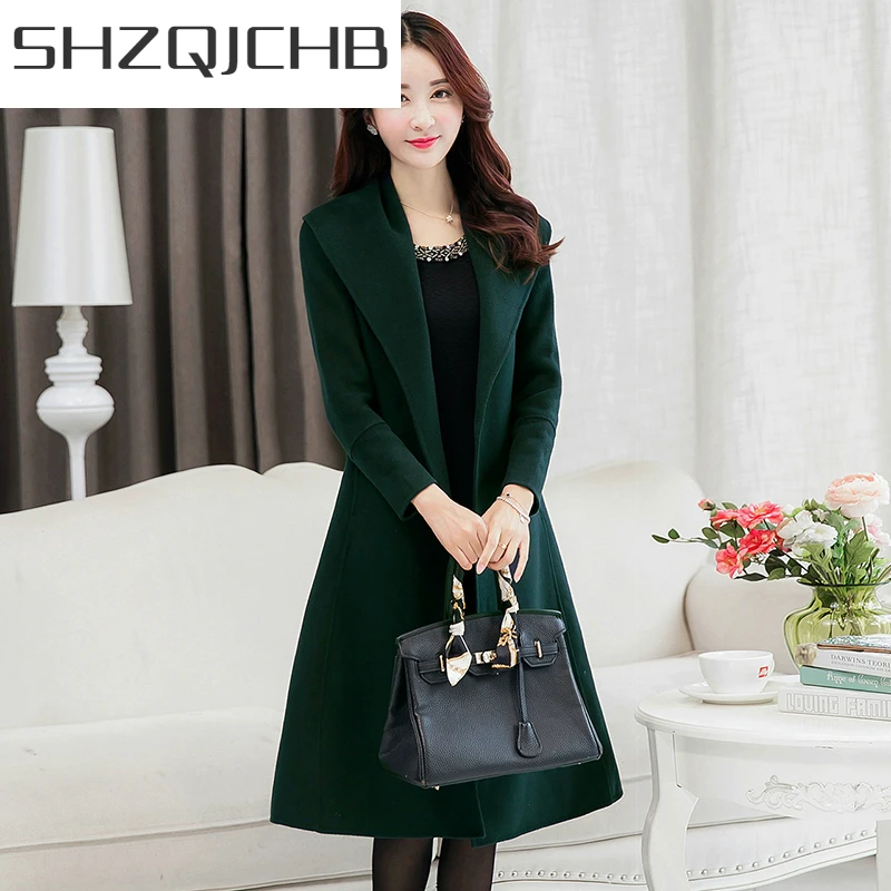 

SHZQ 100% шерстяное пальто для женщин 2021 Модные осенние куртки длинные элегантные пальто Женская весенне-зимняя куртка Casaco Feminino LWL644