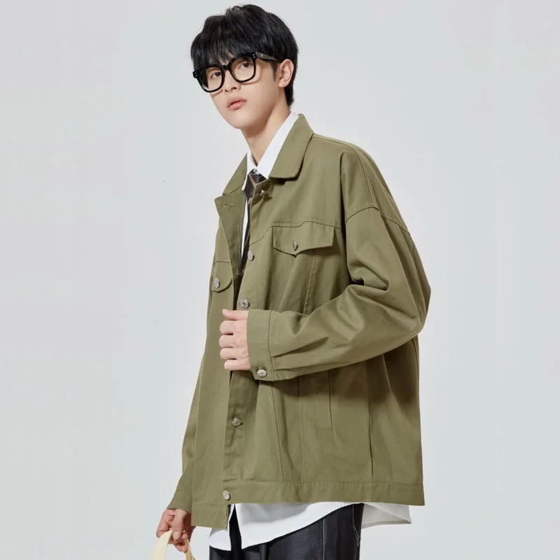 

Spring Cotton Pocket Jacket Men's Fashion Retro Casual Jackets Mens Streetwear Korean Loose Hip-hop Bomber Jacket Men M-2XL