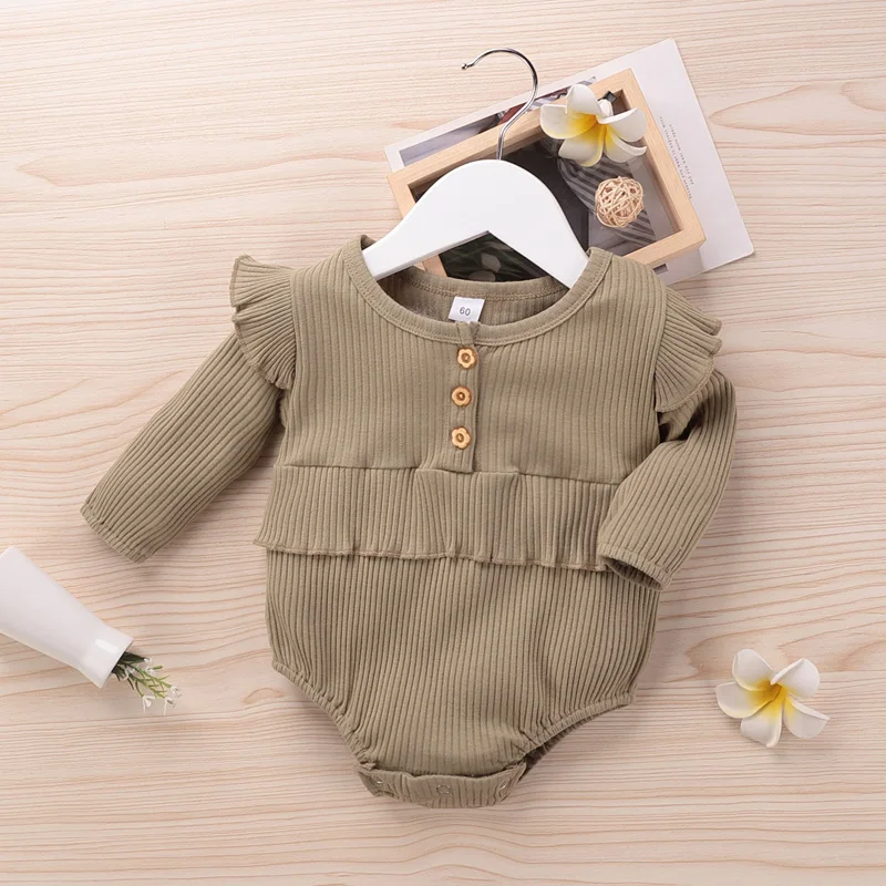 

Infant Baby Romper 2021 Spring Autumn Solid Color Long Sleeve Kids Triangle Romper Baby Girl Rompers Children Clothes 3-24 Month