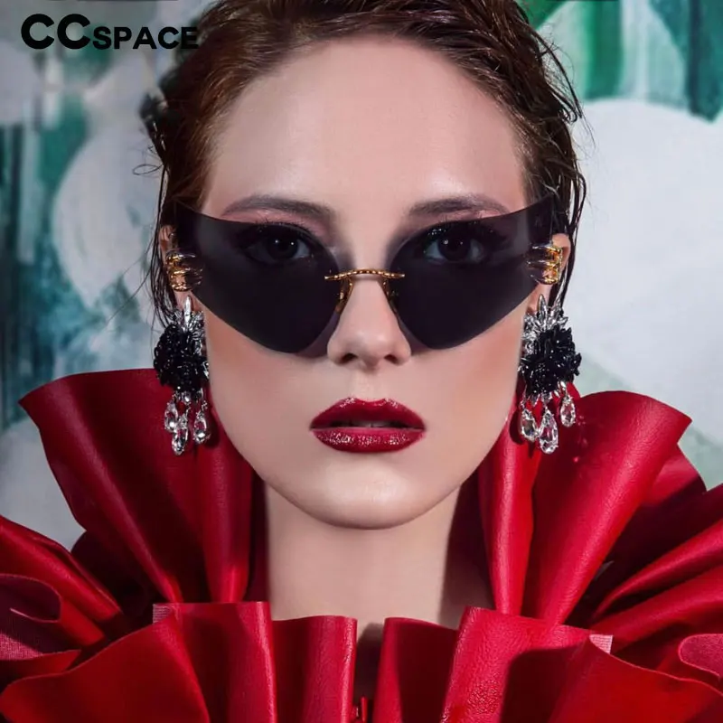 46437 женские кошачий глаз солнцезащитные очки мужские без оправы Модные сплав