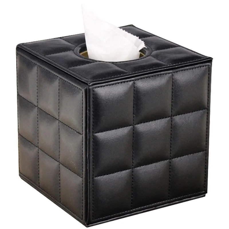 

Quality Fashion Desktop PU Leather Square Tissue Box