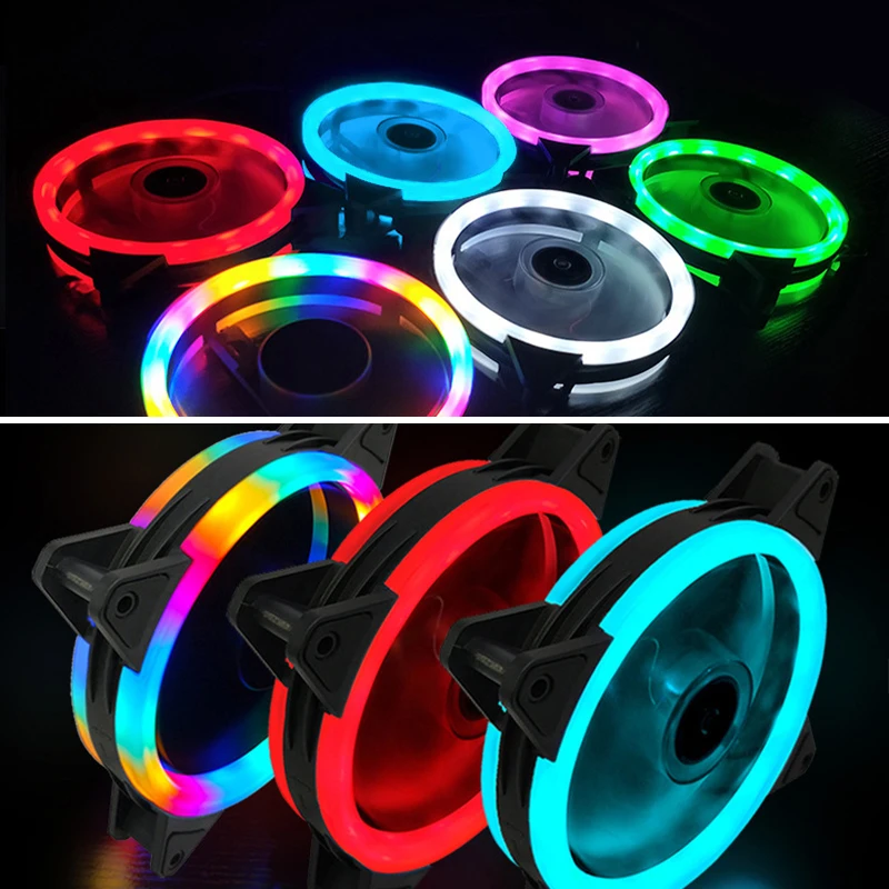 Вентилятор охлаждения для чехла компьютера 120 мм 3 контакта цветной синий красный